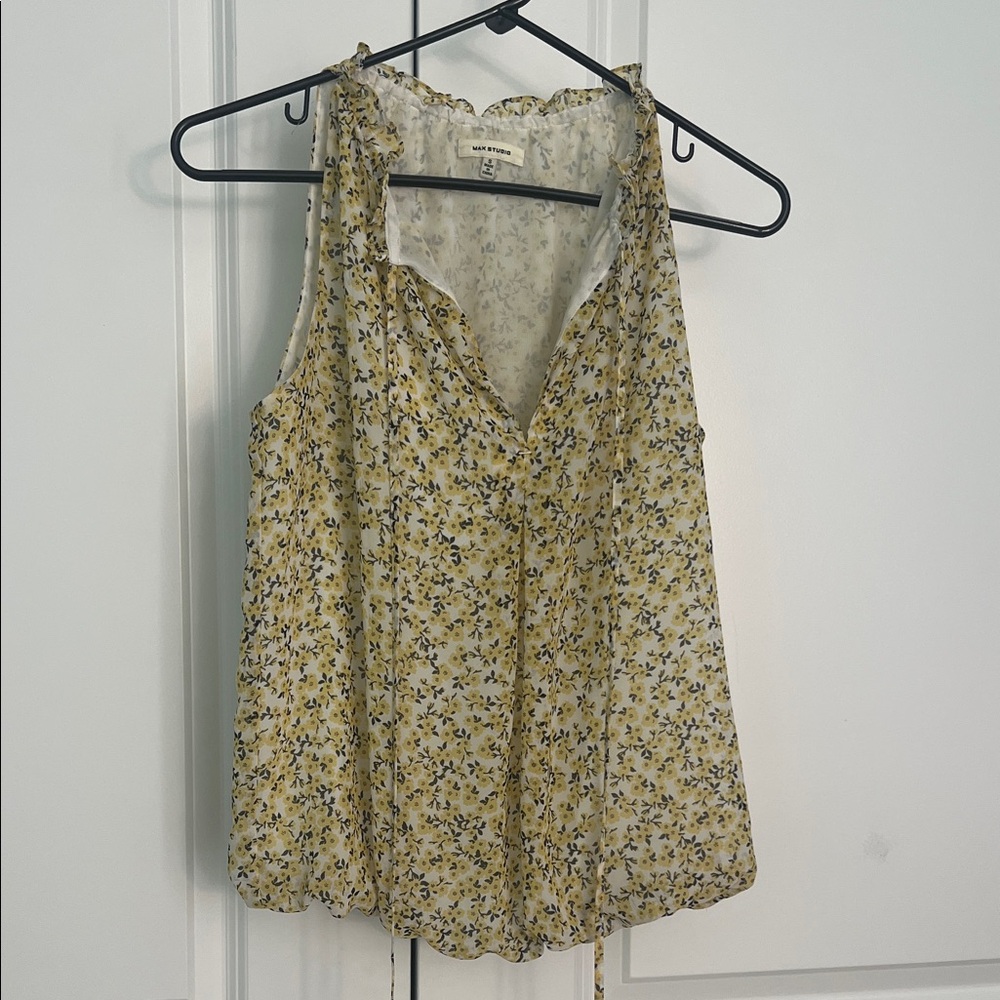 Max Studio Yellow Floral Sleeveless Blouse